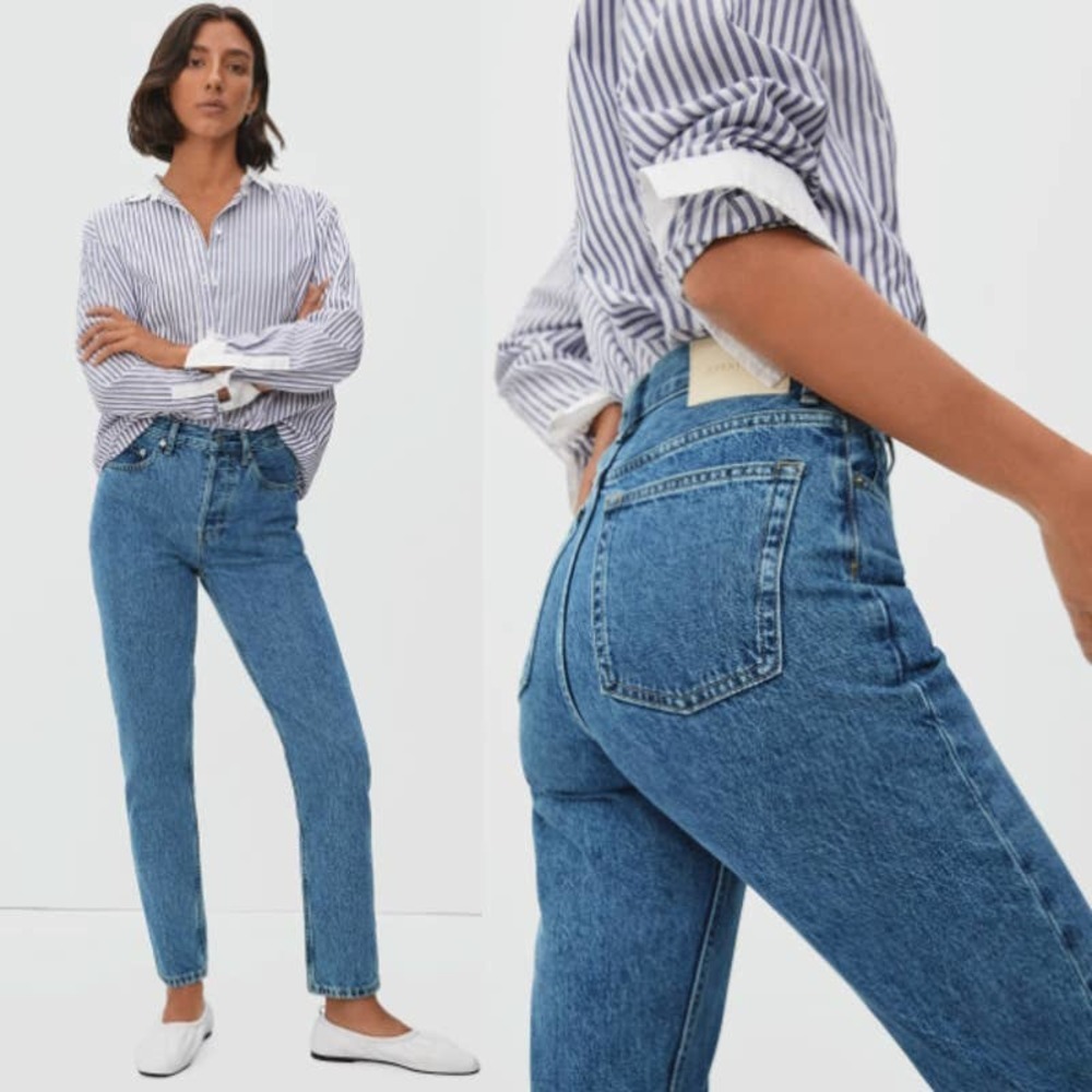 Everlane NWOT The 90s Cheeky High Waist Straight Ankle Jean Vintage Mid Blue 25